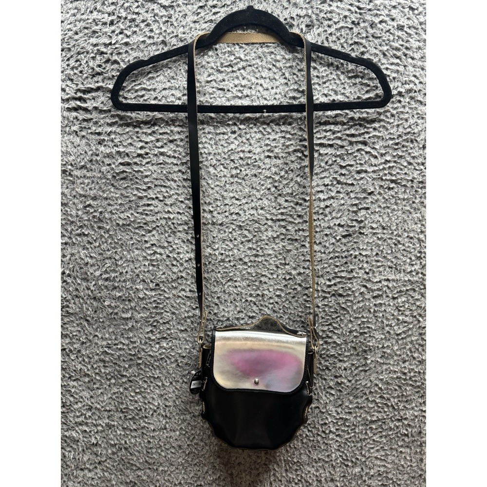 NOMA t.d. Black & Metallic Silver Leather Crossbody Purse